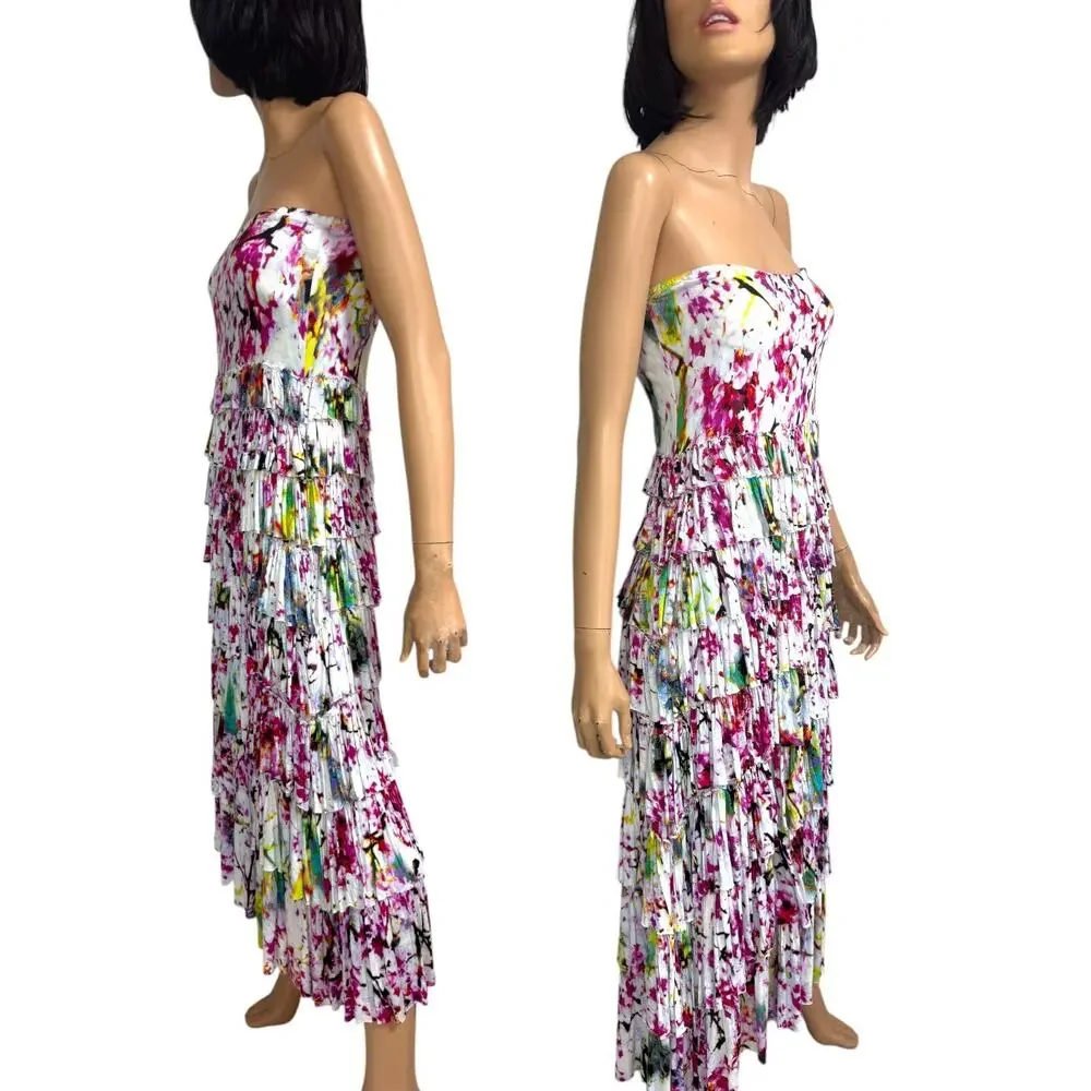 Grace Elements Convertible Tiered Maxi Skirt Dress M Boho Festival